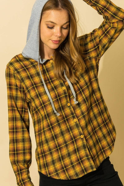 The Chills Hooded Button-up Top (Mustard)