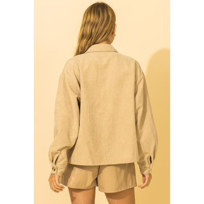 Fall For It Button-Up Beige Shacket