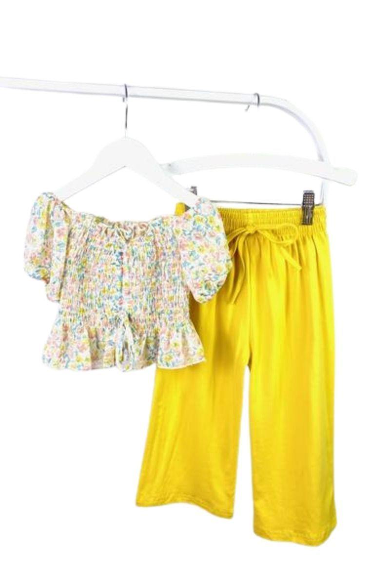 Princess Becky Little Girls Floral Print Top and Palazzo Pant Set - Che' Demi Couture