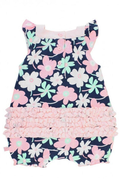 RuffleButt Berry Midnight Petals Romper | Cute Baby Girl Clothes - Che' Demi Couture