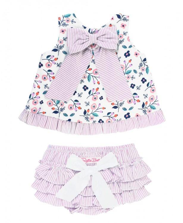 RuffleButts Baby Girl Berry Sweet Swing Top With Bow  | Cute Baby Clothes - Che' Demi Couture
